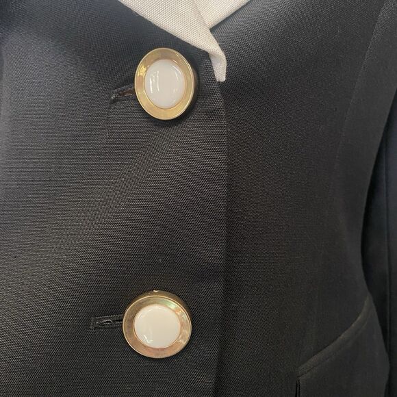 Vtg Albert Nipon Skirt Suit Womens S 6 Black White 90s Designer Blazer Timeless - Picture 7 of 16